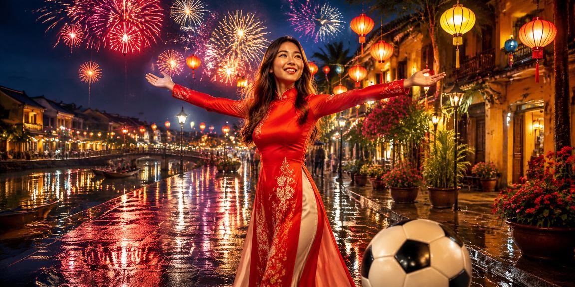 Người dùng Hội An theo dõi kèo bóng đá trực tuyến trong trang phục áo dài