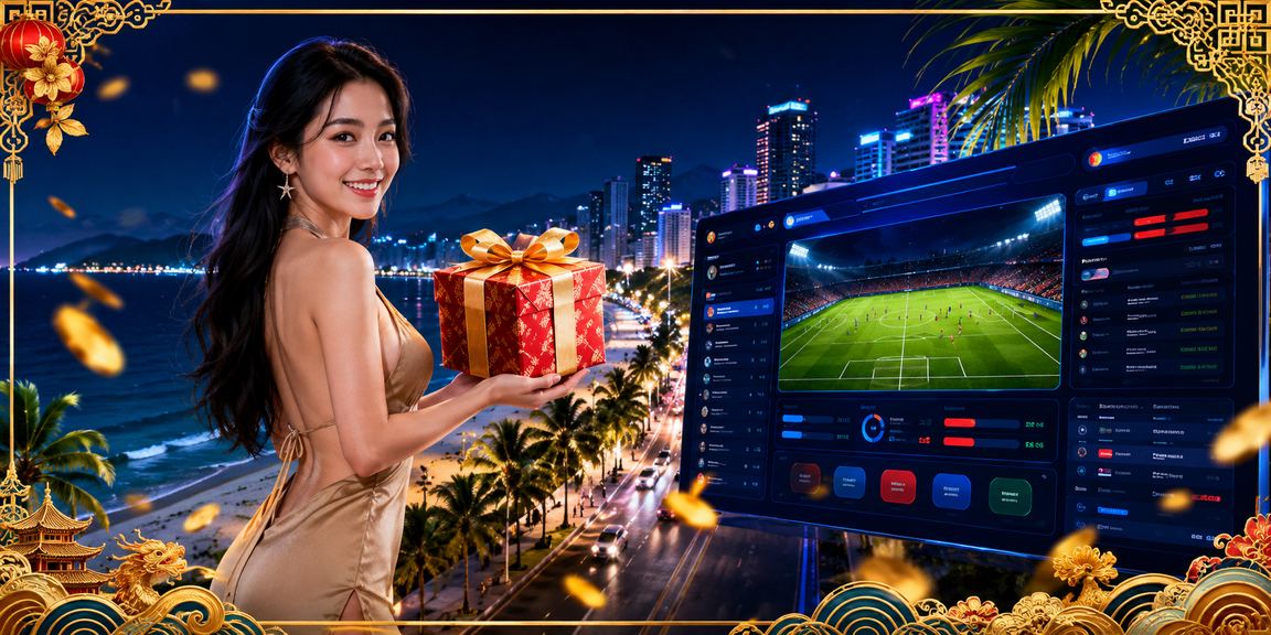 Người dùng tại Nha Trang xem danh mục tiền thưởng trên điện thoại bên bờ biển